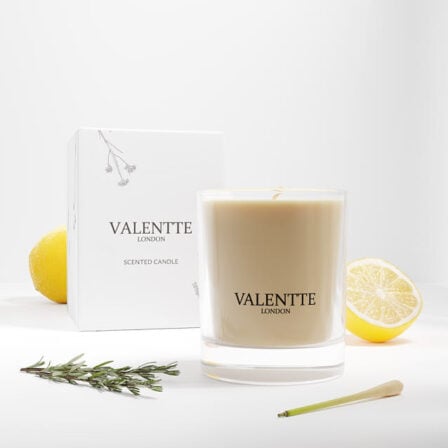 Lemongrass & rosemary candle scent image with box