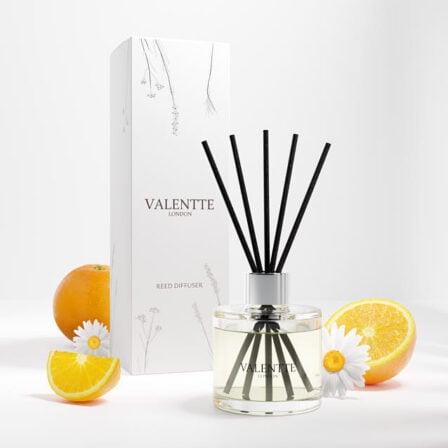 Orange & chamomile reed diffuser scent image with box