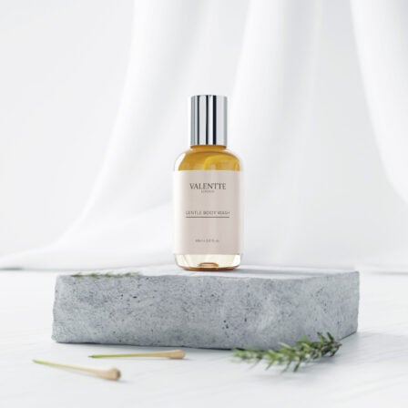 Travel Lemongrass and Rosemary Body Wash in plastic bottle.