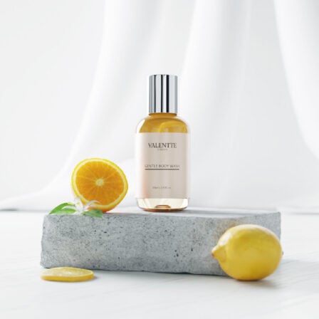 White Neroli & Lemon Travel body wash. Plastic bottle.