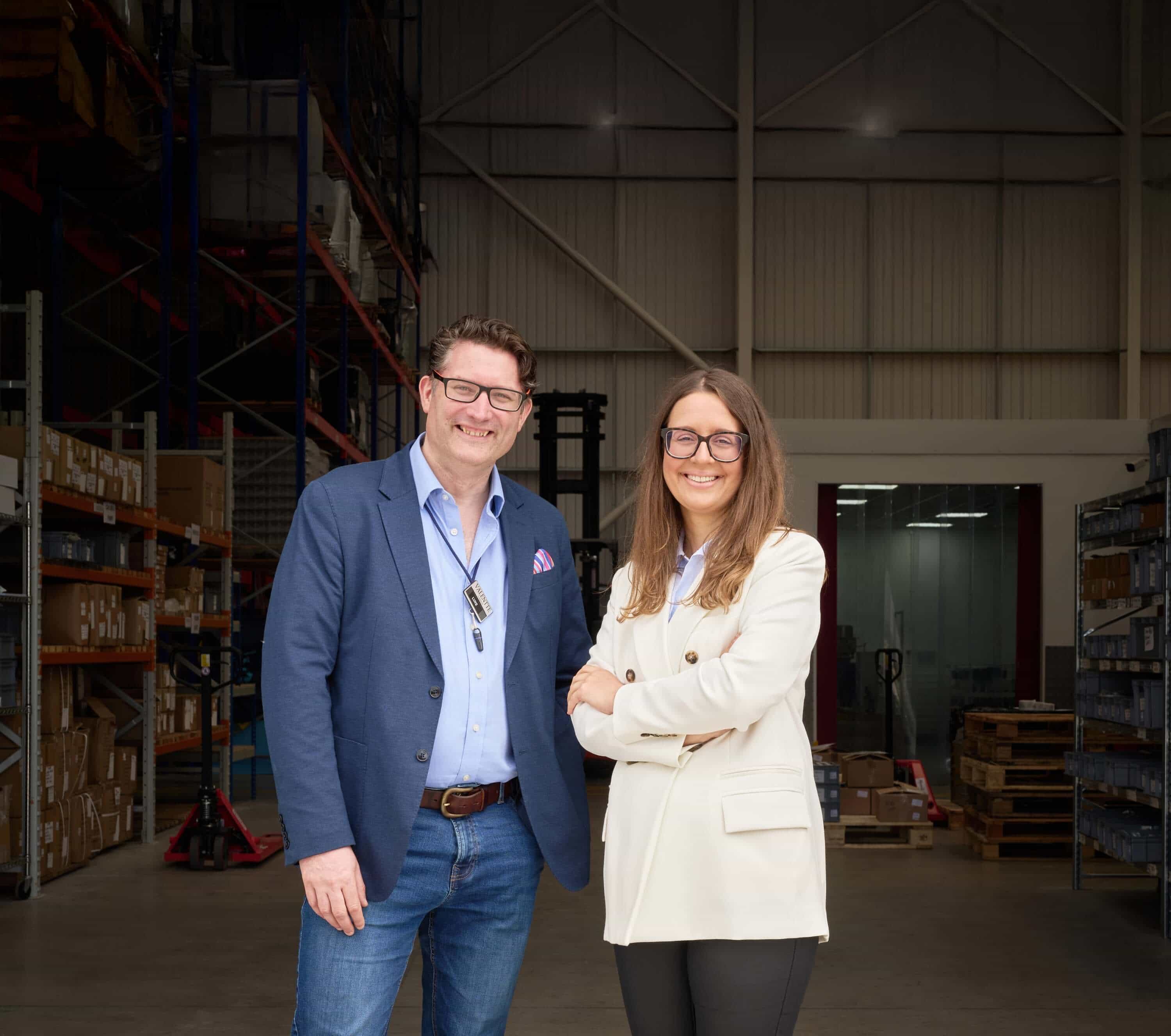 Valentte co-founders Justina and Luke at the Winsford workshop