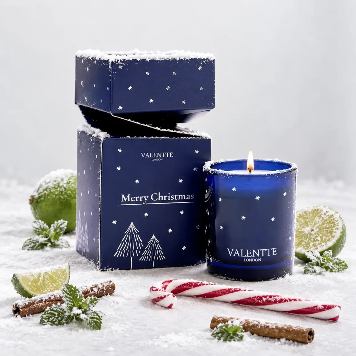 Blue Votive Candle - Crushed Candy Cane