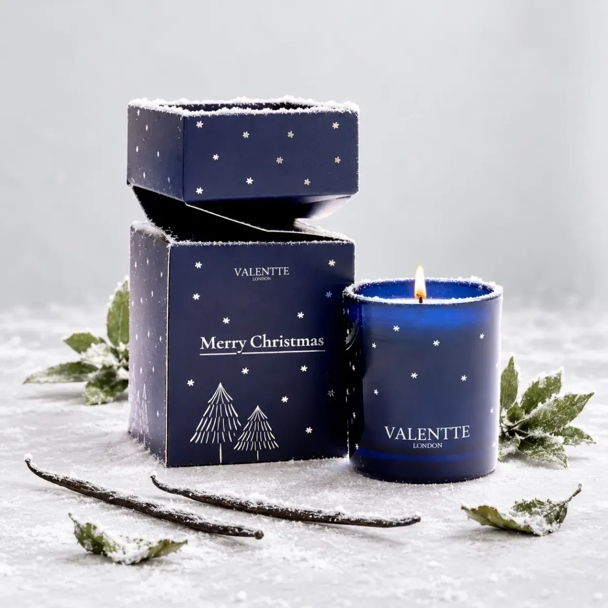 Blue Votive Candle - Snow & Sage